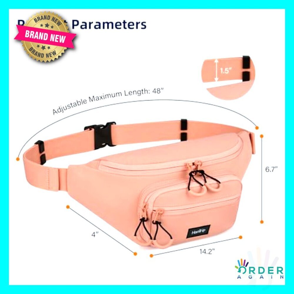 Large Travel Fanny Pack Lightweight Crossbody Waist Bag Water Resistant - Picture 2 of 6